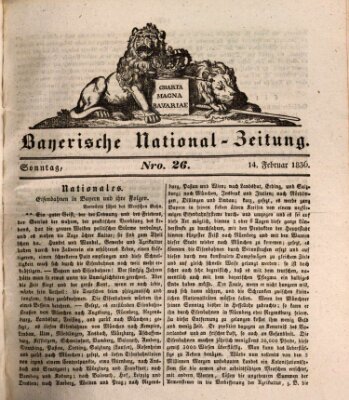 Bayerische National-Zeitung Sonntag 14. Februar 1836