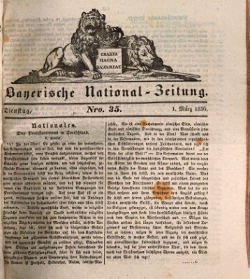 Bayerische National-Zeitung Dienstag 1. März 1836