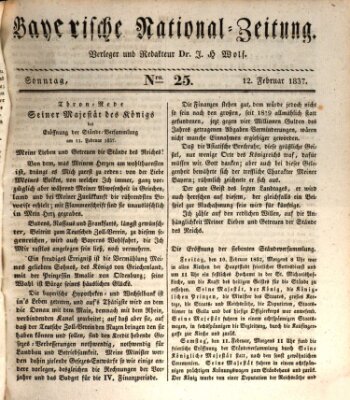 Bayerische National-Zeitung Sonntag 12. Februar 1837