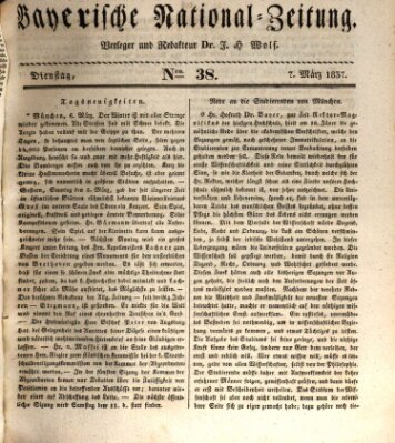 Bayerische National-Zeitung Dienstag 7. März 1837
