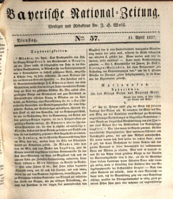 Bayerische National-Zeitung Dienstag 11. April 1837