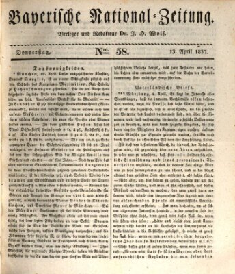 Bayerische National-Zeitung Donnerstag 13. April 1837