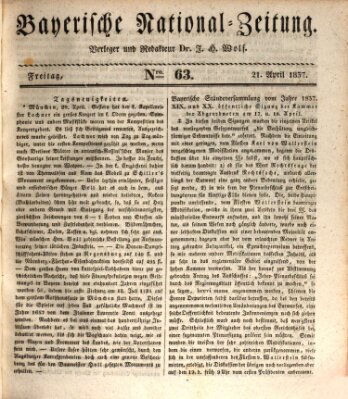 Bayerische National-Zeitung Freitag 21. April 1837