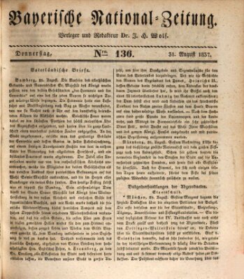 Bayerische National-Zeitung Donnerstag 31. August 1837