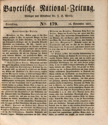 Bayerische National-Zeitung Dienstag 14. November 1837
