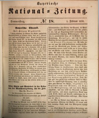Bayerische National-Zeitung Donnerstag 1. Februar 1838