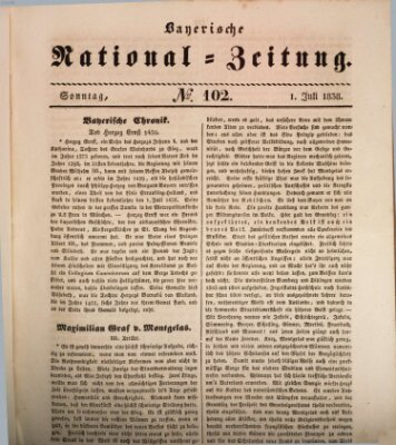 Bayerische National-Zeitung Sonntag 1. Juli 1838