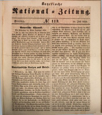Bayerische National-Zeitung Freitag 20. Juli 1838