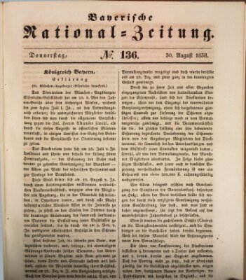 Bayerische National-Zeitung Donnerstag 30. August 1838