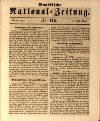 Bayerische National-Zeitung Sonntag 21. Juli 1839