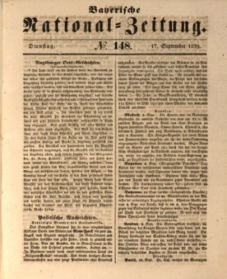 Bayerische National-Zeitung Dienstag 17. September 1839