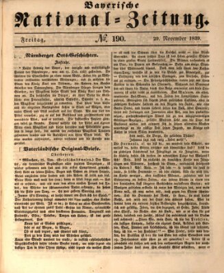 Bayerische National-Zeitung Freitag 29. November 1839