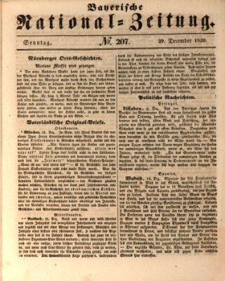 Bayerische National-Zeitung Sonntag 29. Dezember 1839