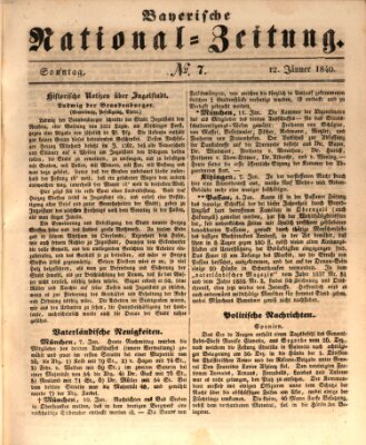 Bayerische National-Zeitung Sonntag 12. Januar 1840