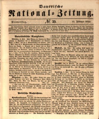 Bayerische National-Zeitung Donnerstag 13. Februar 1840