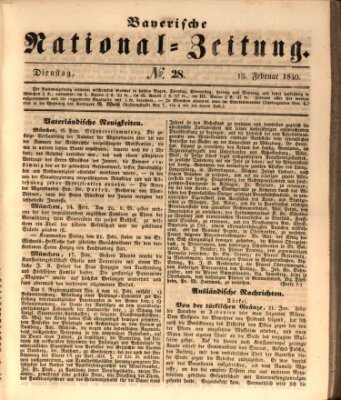 Bayerische National-Zeitung Dienstag 18. Februar 1840
