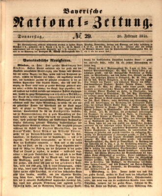 Bayerische National-Zeitung Donnerstag 20. Februar 1840