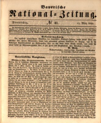 Bayerische National-Zeitung Donnerstag 12. März 1840