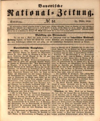 Bayerische National-Zeitung Sonntag 29. März 1840