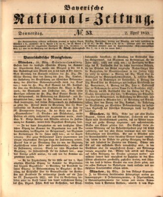Bayerische National-Zeitung Donnerstag 2. April 1840