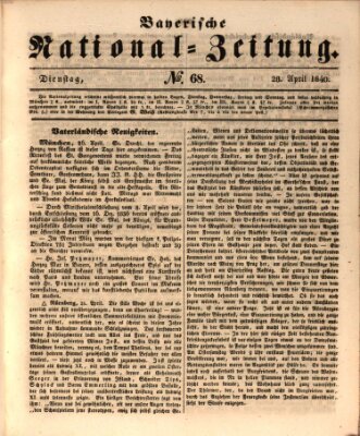 Bayerische National-Zeitung Dienstag 28. April 1840