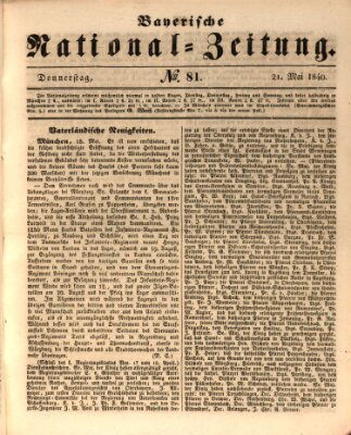 Bayerische National-Zeitung Donnerstag 21. Mai 1840