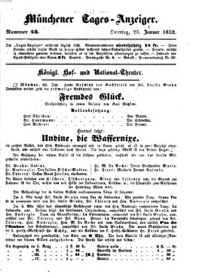 Münchener Tages-Anzeiger Sonntag 25. Januar 1852