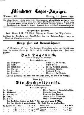 Münchener Tages-Anzeiger Dienstag 27. Januar 1852