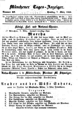 Münchener Tages-Anzeiger Sonntag 7. März 1852