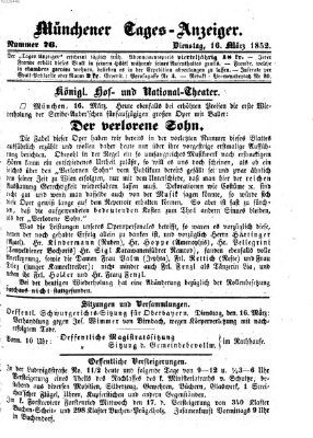 Münchener Tages-Anzeiger Dienstag 16. März 1852