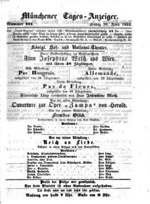 Münchener Tages-Anzeiger Freitag 30. April 1852