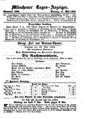 Münchener Tages-Anzeiger Dienstag 18. Mai 1852