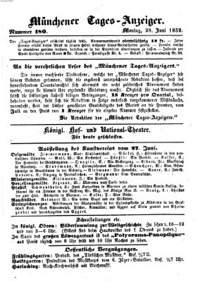 Münchener Tages-Anzeiger Montag 28. Juni 1852