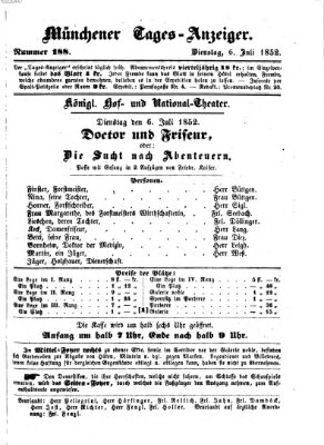 Münchener Tages-Anzeiger Dienstag 6. Juli 1852
