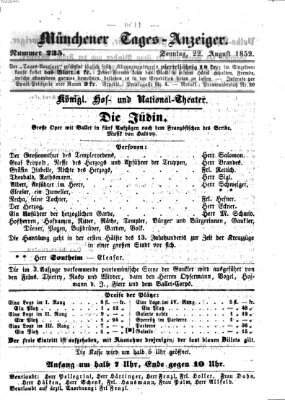 Münchener Tages-Anzeiger Sonntag 22. August 1852