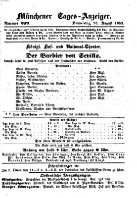 Münchener Tages-Anzeiger Donnerstag 26. August 1852