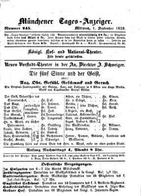 Münchener Tages-Anzeiger Mittwoch 1. September 1852