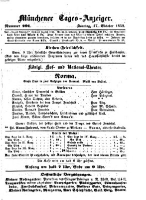 Münchener Tages-Anzeiger Sonntag 17. Oktober 1852