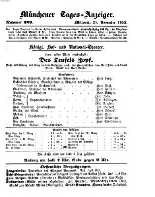 Münchener Tages-Anzeiger Mittwoch 24. November 1852