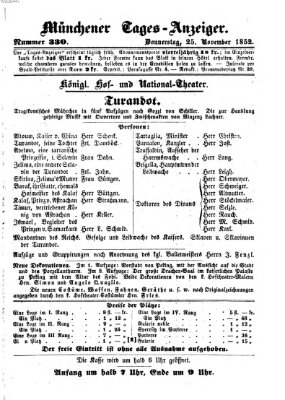 Münchener Tages-Anzeiger Donnerstag 25. November 1852