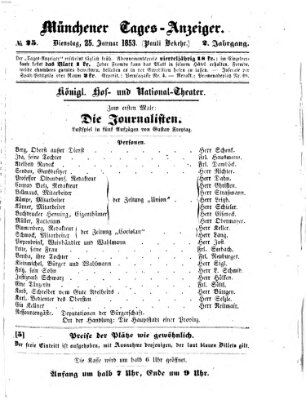 Münchener Tages-Anzeiger Dienstag 25. Januar 1853