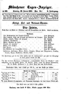 Münchener Tages-Anzeiger Sonntag 30. Januar 1853