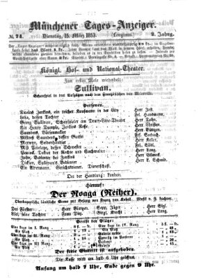 Münchener Tages-Anzeiger Dienstag 15. März 1853