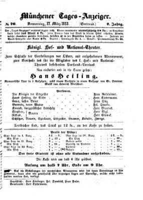 Münchener Tages-Anzeiger Donnerstag 17. März 1853