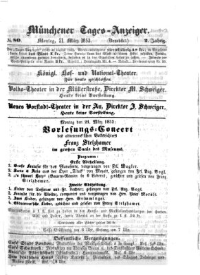 Münchener Tages-Anzeiger Montag 21. März 1853