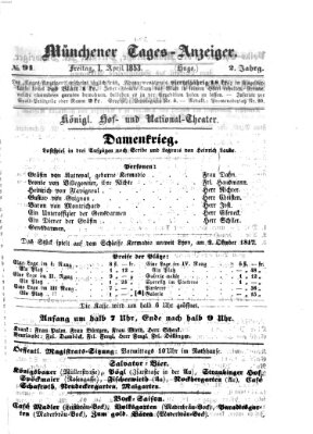 Münchener Tages-Anzeiger Freitag 1. April 1853