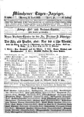 Münchener Tages-Anzeiger Montag 11. April 1853