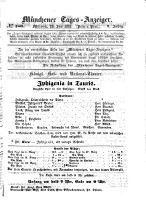 Münchener Tages-Anzeiger Mittwoch 29. Juni 1853