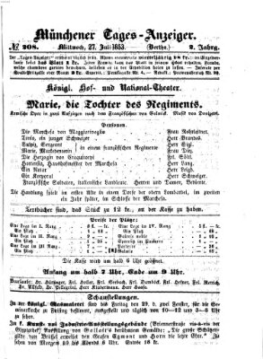 Münchener Tages-Anzeiger Mittwoch 27. Juli 1853