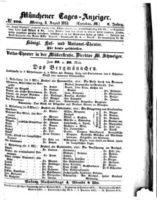 Münchener Tages-Anzeiger Montag 8. August 1853